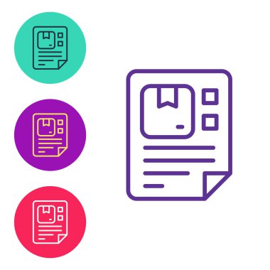 Waybill simgesini beyaz arkaplanda izole et. Simgeleri renklendirin. Vektör