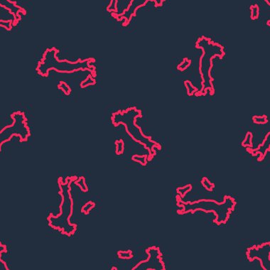 İtalya 'nın kırmızı çizgi haritası siyah arkaplanda izole edilmiş kusursuz desen. Vektör