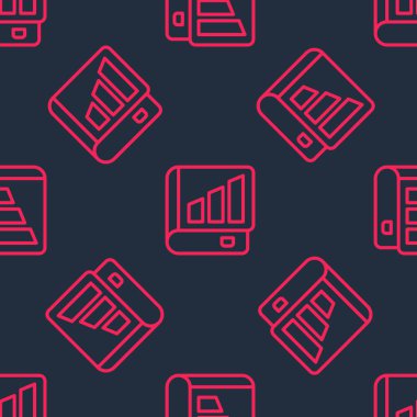 Kırmızı çizgi Finansal Kitap ikonu siyah arkaplanda kusursuz desen izole etti. Vektör