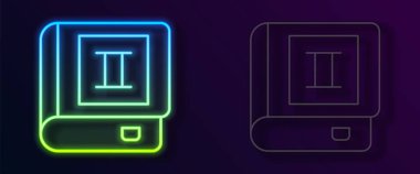 Parlayan neon çizgi Kitap simgesi siyah arkaplanda izole edildi. İkinci cilt. Vektör