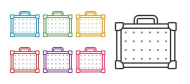 Gitar amplifikatörü simgesini beyaz arkaplanda izole et. Müzik aleti. Simgeleri renklendirin. Vektör