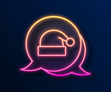 Parlayan neon hattı Noel Baba şapkası simgesi siyah arka planda izole edilmiş. Mutlu Noeller ve mutlu yıllar. Vektör