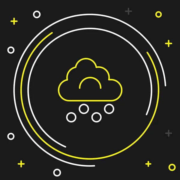 Line Hail Cloud Icon Isolated Black Background Colorful Outline Concept — Διανυσματικό Αρχείο