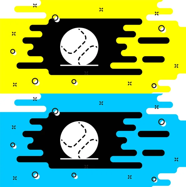 Icône Balle Baseball Blanche Isolée Sur Fond Noir Vecteur — Image vectorielle