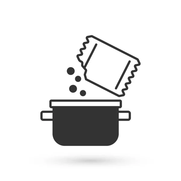 Γκρι Κατσαρόλα Μαγείρεμα Και Μπαχαρικό Εικονίδιο Απομονώνονται Λευκό Φόντο Βράζω — Διανυσματικό Αρχείο