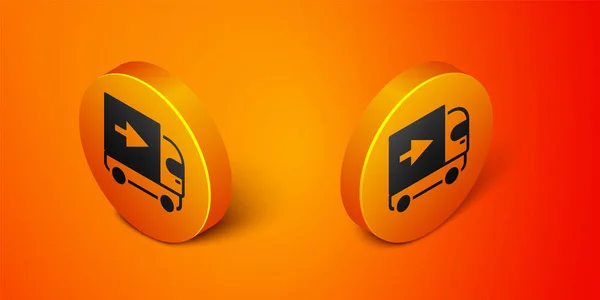 Isometric Delivery Cargo Truck Vehicle Icon Isolated Orange Background Orange — Stock Vector