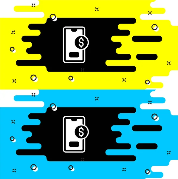 Smartphone Blanco Con Icono Símbolo Dólar Aislado Sobre Fondo Negro — Archivo Imágenes Vectoriales