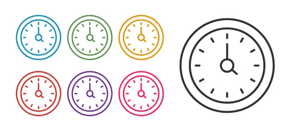 Set Line Clock Icon Isolated White Background Time Symbol Set — Stock Vector