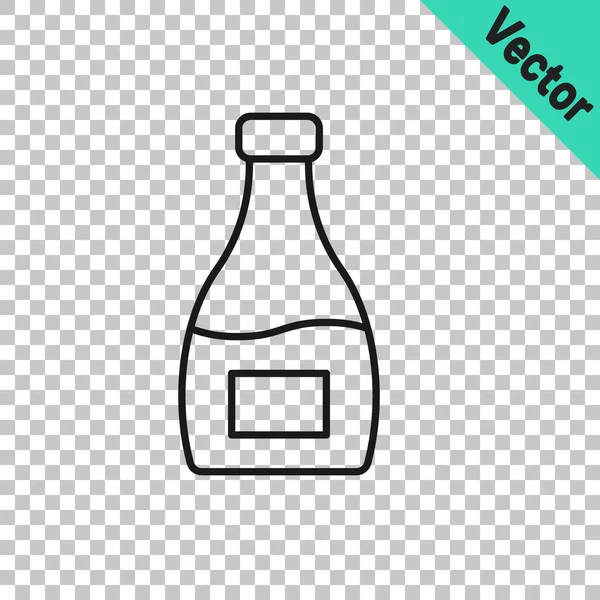 Svart Linje Sauce Flaska Ikon Isolerad Transparent Bakgrund Ketchup Senap — Stock vektor