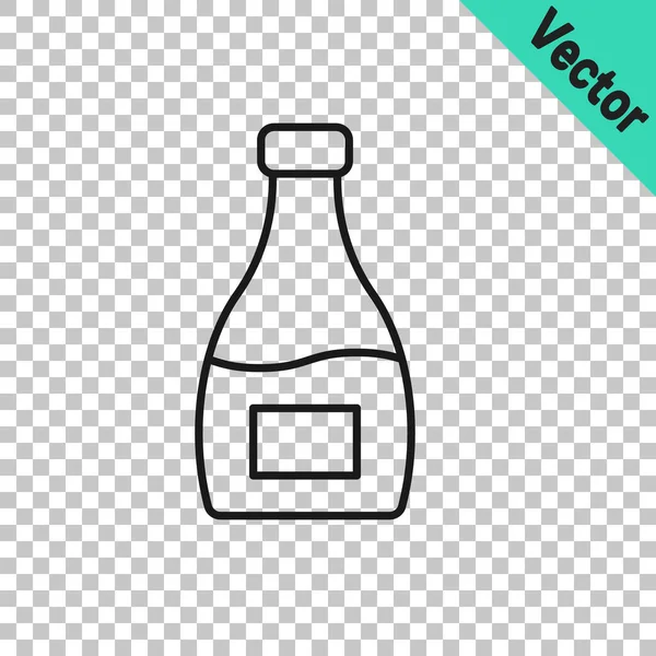 Línea Negra Icono Botella Salsa Aislado Sobre Fondo Transparente Botellas — Vector de stock