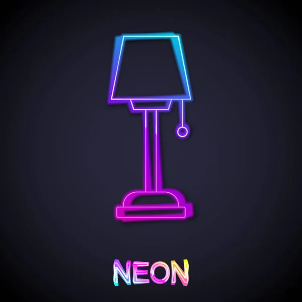 Zářící Neonová Čára Ikona Podlahové Lampy Izolovaná Černém Pozadí Vektor — Stockový vektor