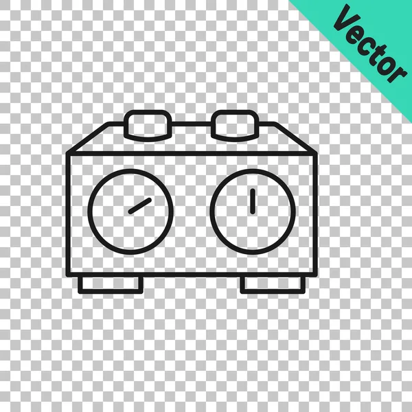 Black Line Time Schachuhr Icon Isoliert Auf Transparentem Hintergrund Sportgeräte — Stockvektor