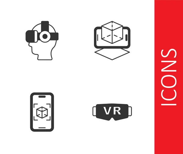 Set Virtual Reality Glasses Modeling Icon Vector — Stock Vector