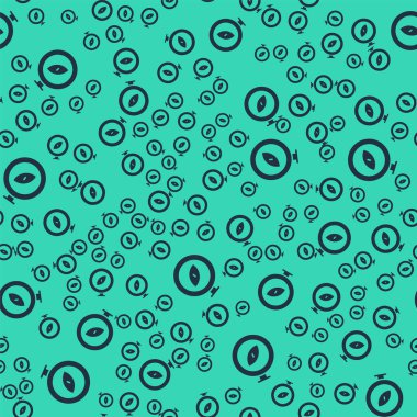 Siyah Pusula simgesi yeşil arkaplandaki kusursuz deseni izole etti. Rüzgâr yön bulma sembolü. Rüzgar gül işareti. Vektör