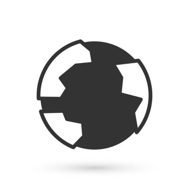 Gri Dünya ikonu beyaz arkaplanda izole edildi. Yerküreye iğnele. Vektör