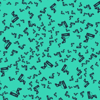 Oyun konsolu, joystick simgesi ile izole edilmiş, yeşil arkaplandaki dikişsiz desen. Vektör