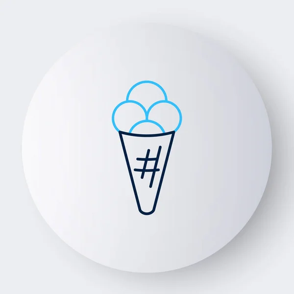 Линия Мороженого Вафельном Конусе Значок Изолирован Белом Фоне Милый Символ — стоковый вектор