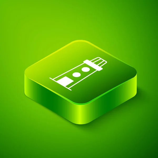 stock vector Isometric Lighthouse icon isolated on green background. Green square button. Vector