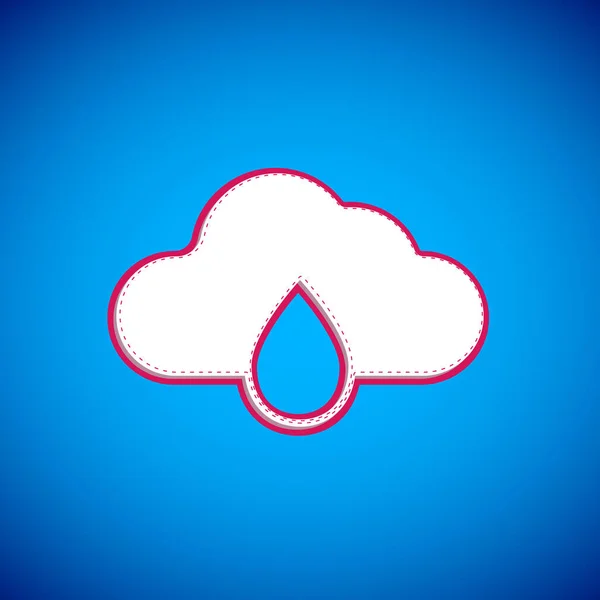 Nuage Blanc Avec Icône Pluie Isolée Sur Fond Bleu Précipitation — Image vectorielle