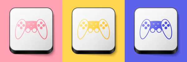 Icono Gamepad Isométrico Aislado Sobre Fondo Rosa Amarillo Azul Controlador — Vector de stock