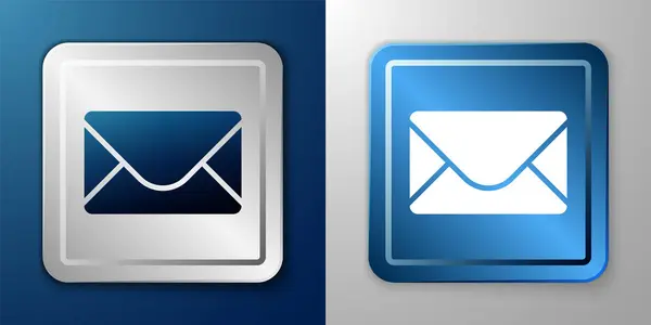 Biała Poczta Ikona Mail Izolowane Niebieskim Szarym Tle Mail Symbolem — Wektor stockowy