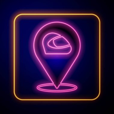 Parlayan neon yarış başlığı simgesi siyah arkaplanda izole edildi. Olağanüstü bir spor. Spor malzemeleri. Vektör