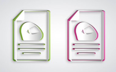 Kağıt kesiği yarış başlığı simgesi gri arkaplanda izole edildi. Olağanüstü bir spor. Spor malzemeleri. Kağıt sanatı tarzı. Vektör