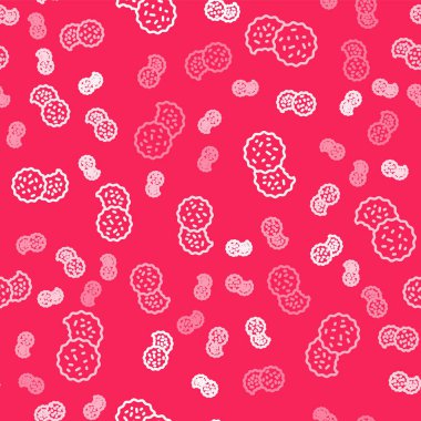 Beyaz çizgi Kurabiye ya da çikolata ikonlu bisküvi kırmızı arka planda izole edilmiş pürüzsüz desen. Vektör