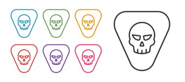 Gitar seçimi simgesini beyaz arkaplanda ayır. Müzik aleti. Simgeleri renklendirin. Vektör