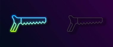 Parlayan neon hattı El siyah arka planda izole edilmiş bir ikon gördü. Vektör