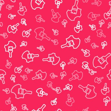 Beyaz çizgi deri ikonu kırmızı arkaplanda izole edilmiş pürüzsüz desen. Vektör