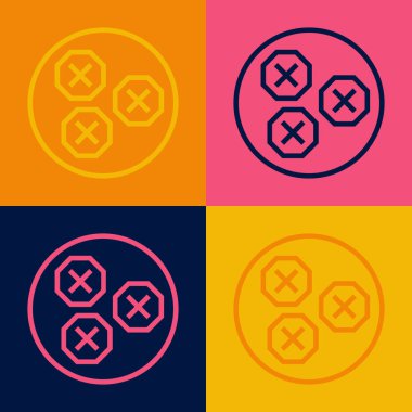 Pop sanat çizgisi Wonton simgesi renk arkaplanında izole edildi. Çin yemeği. Vektör