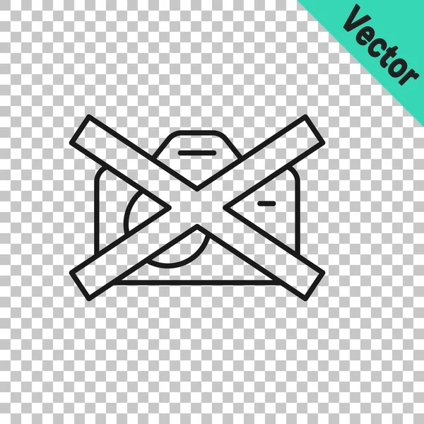 Schwarze Linie Verbotsschild Keine Videoaufzeichnung Symbol Isoliert Auf Transparentem Hintergrund — Stockvektor