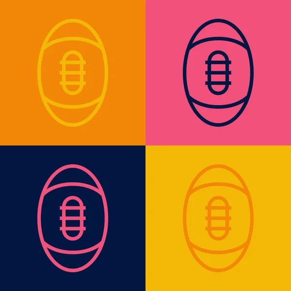 Pop Art Line Americký Fotbal Ikona Izolované Barevném Pozadí Ragbyová — Stockový vektor