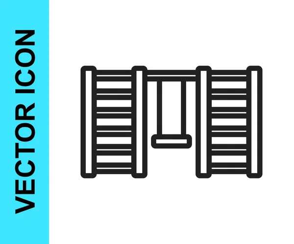 Linha Preta Ícone Parede Sueco Madeira Isolado Fundo Branco Escadas — Vetor de Stock