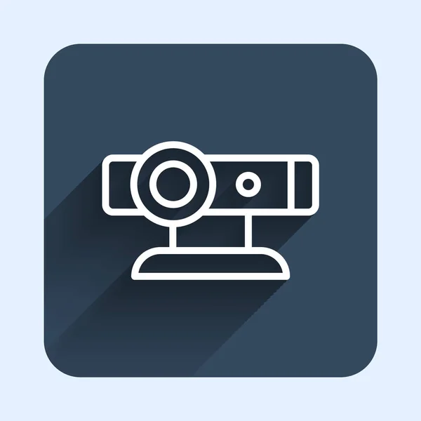 Icône Caméra Web Ligne Blanche Isolée Avec Fond Ombre Long — Image vectorielle