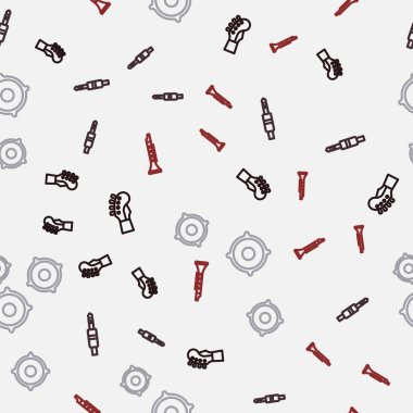 Hat hattı Gitar Boyunluğu, Ses Krikoyu, Stereo Hoparlörü ve Klarnet 'i kusursuz desen üzerine ayarla. Vektör