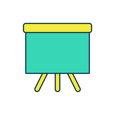 Beyaz arkaplanda izole edilmiş ana hatlı yazı tahtası simgesi. Okul karatahtası. Vektör