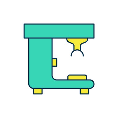 Doldurulmuş kahve makinesi simgesi beyaz arka planda izole edilmiş. Vektör