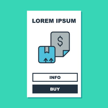 Doldurulmuş Waybill simgesi turkuaz arka planda izole edildi. Vektör