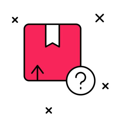 Doldurulmuş karton kutu simgesi beyaz arkaplanda izole edildi. Kutu, paket, paket işareti. Teslimat ve ambalaj. Vektör