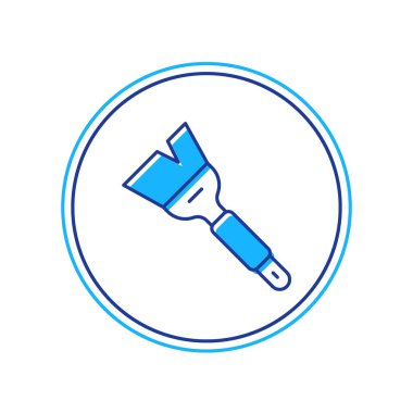 Doldurulmuş ana hatlı arıcılık fırçası simgesi beyaz arkaplanda izole edildi. Arı yetiştiricisinin aleti. Vektör