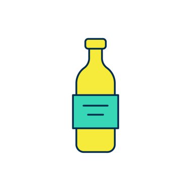 Beyaz arka planda izole edilmiş cam şişe votka ikonu. Vektör