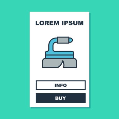 Temizlik simgesi için ana hatlı fırça turkuaz arka planda izole edildi. Temizlik hizmeti konsepti. Vektör