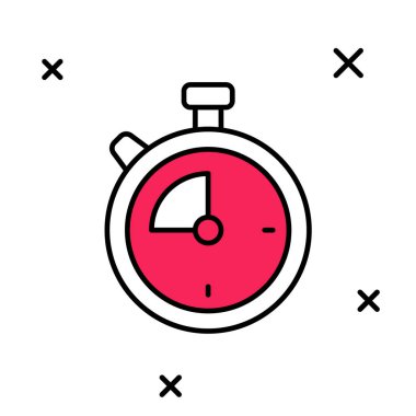 Doldurulmuş Stopwatch simgesi beyaz arkaplanda izole edildi. Zaman göstergesi. Kronometre işareti. Vektör