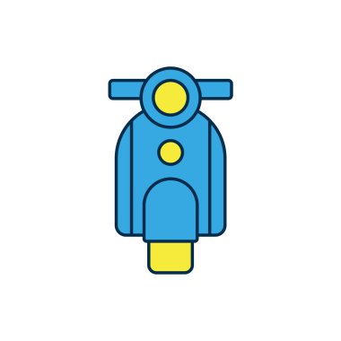 Beyaz arkaplanda izole edilmiş ana hatlı Scooter simgesi. Vektör