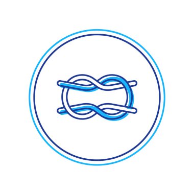 Beyaz arkaplanda izole edilmiş ana hatlı Denizci halat düğüm simgesi. İp düğümlendi. Vektör