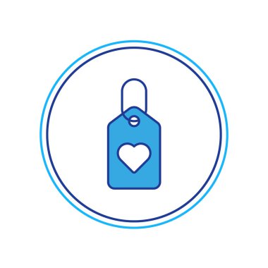 Doldurulmuş ana hatlı Kalp etiketi simgesi beyaz arkaplanda izole edildi. Aşk sembolü. Sevgililer Günü sembolü. Vektör