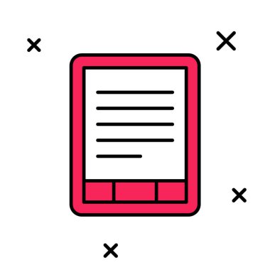 Doldurulmuş E-Book okuyucu simgesi beyaz arkaplanda izole edildi. Vektör