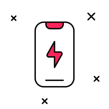 Doldurulmuş Smartphone, beyaz arkaplanda izole edilmiş cep telefonu simgesi. Vektör